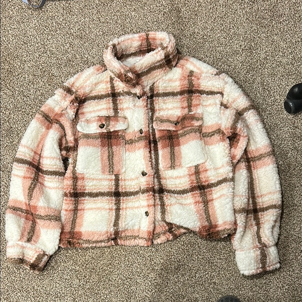 NOBO Cream and Brown Teddy Jacket Sweater